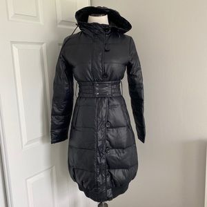 Italian Brand Sasch Black Fitted Puffer Long Coat